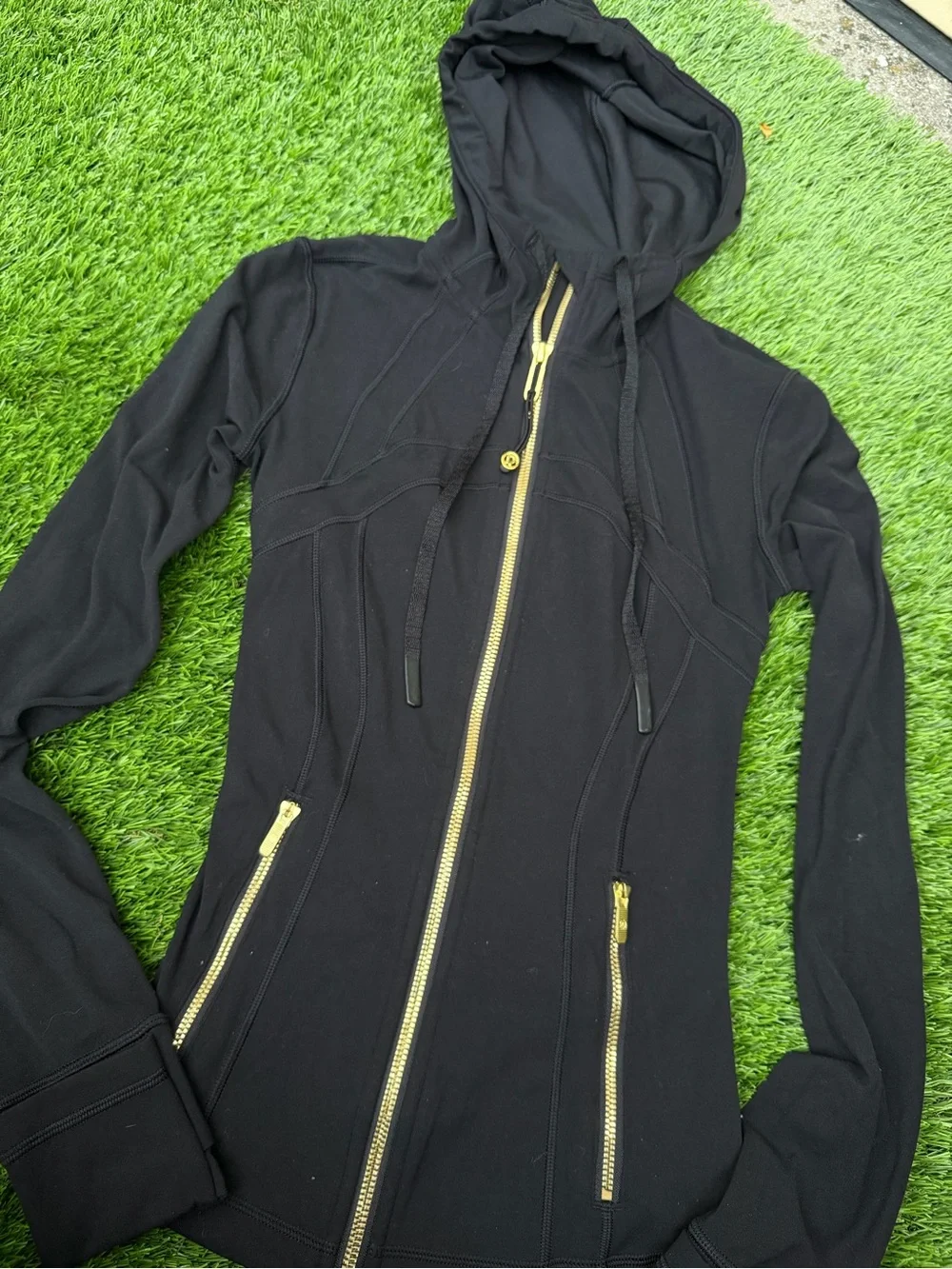 Lululemon Define Jacket Hoodie Gold Hardware Soft Nulu Square Dot Size 0